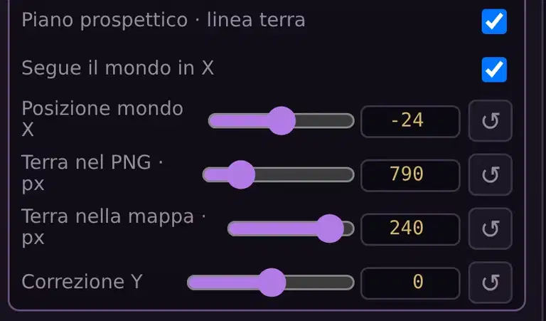 I tre numeri della linea di terra: la quota nel PNG, la quota nella mappa e la correzione. Sono questi a tenere il fondale attaccato al pavimento su cui cammini.